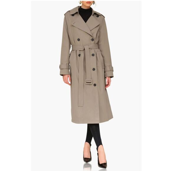 AVEC LES FILLES City Relaxed Water Resistant Belted Trench Coat Size L NWT! - Picture 1 of 11